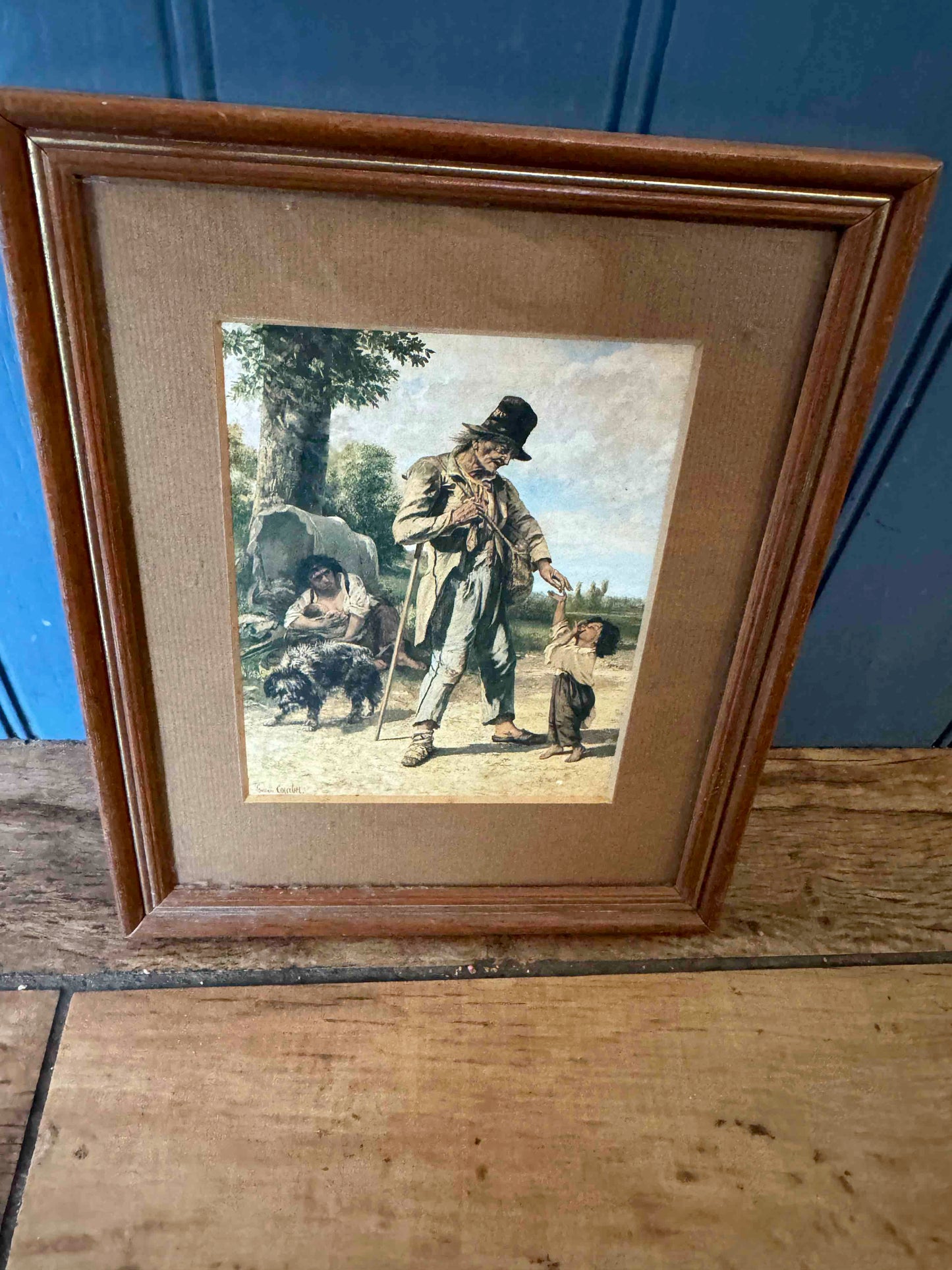 Framed print charity of a beggar