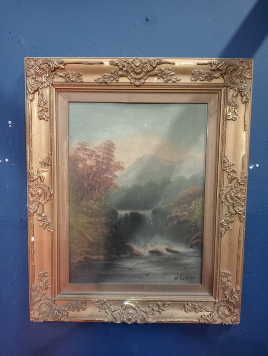 Gilt oil on board waterfall