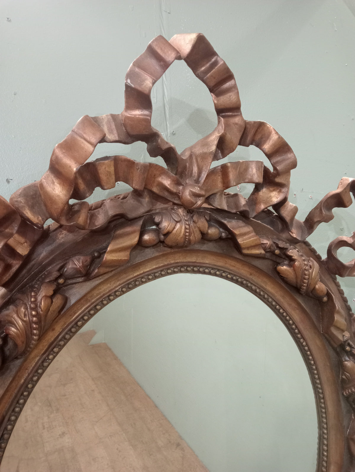 Giltwood Rococo-Style Oval Wall Mirror