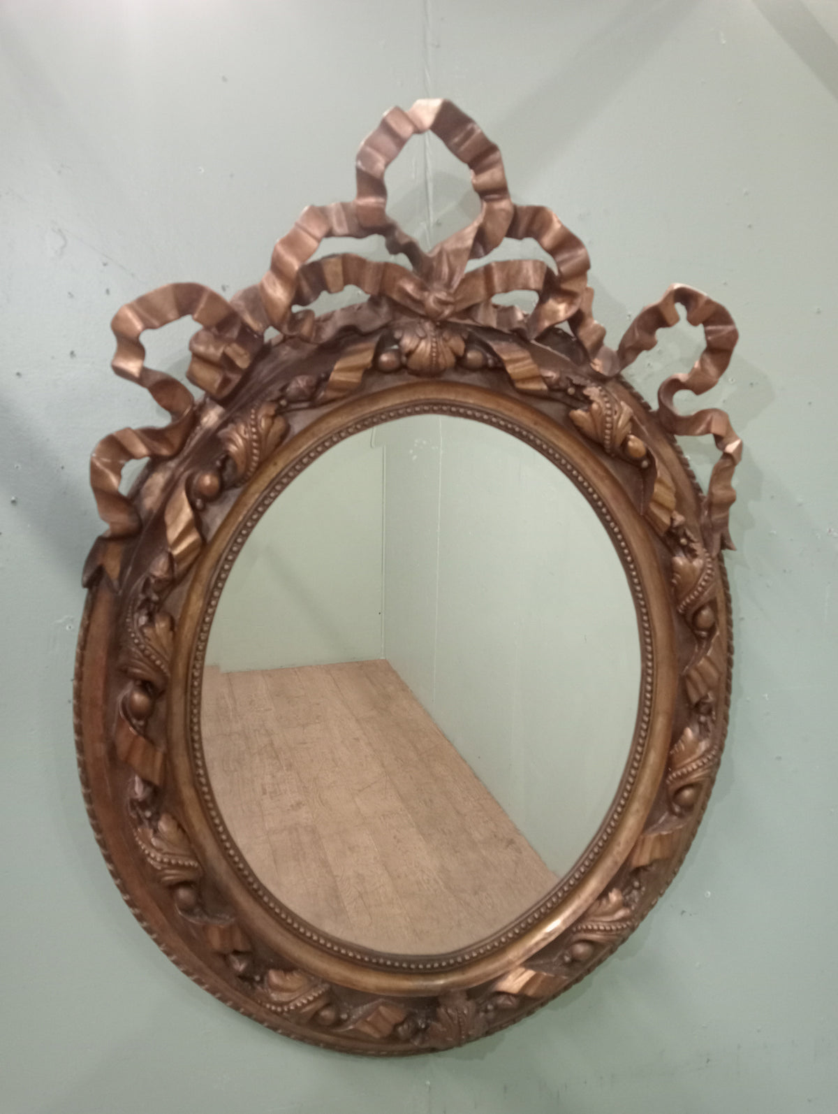 Giltwood Rococo-Style Oval Wall Mirror