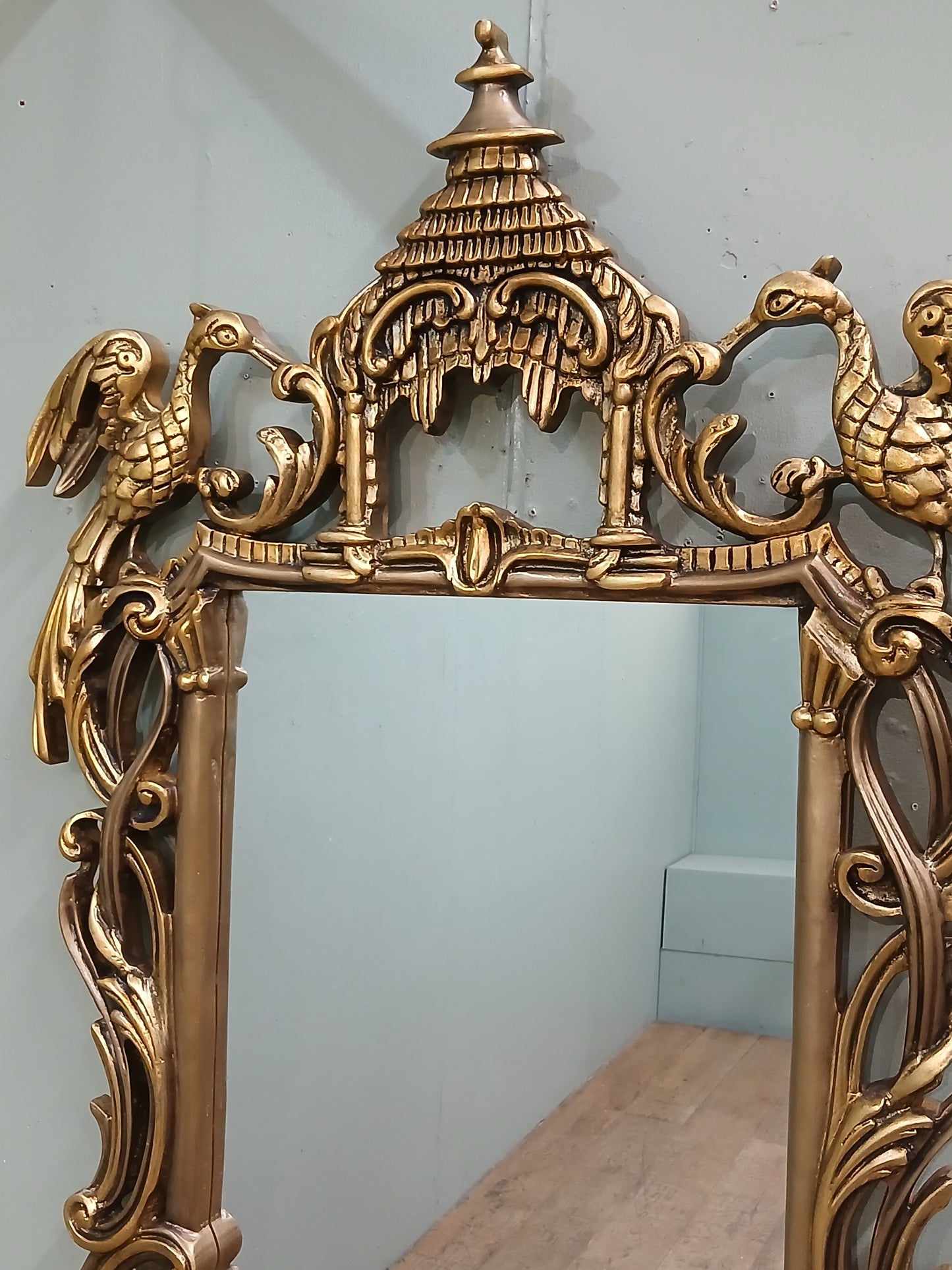 Giltwood chippendale style mirror featuring Ho-Ho birds