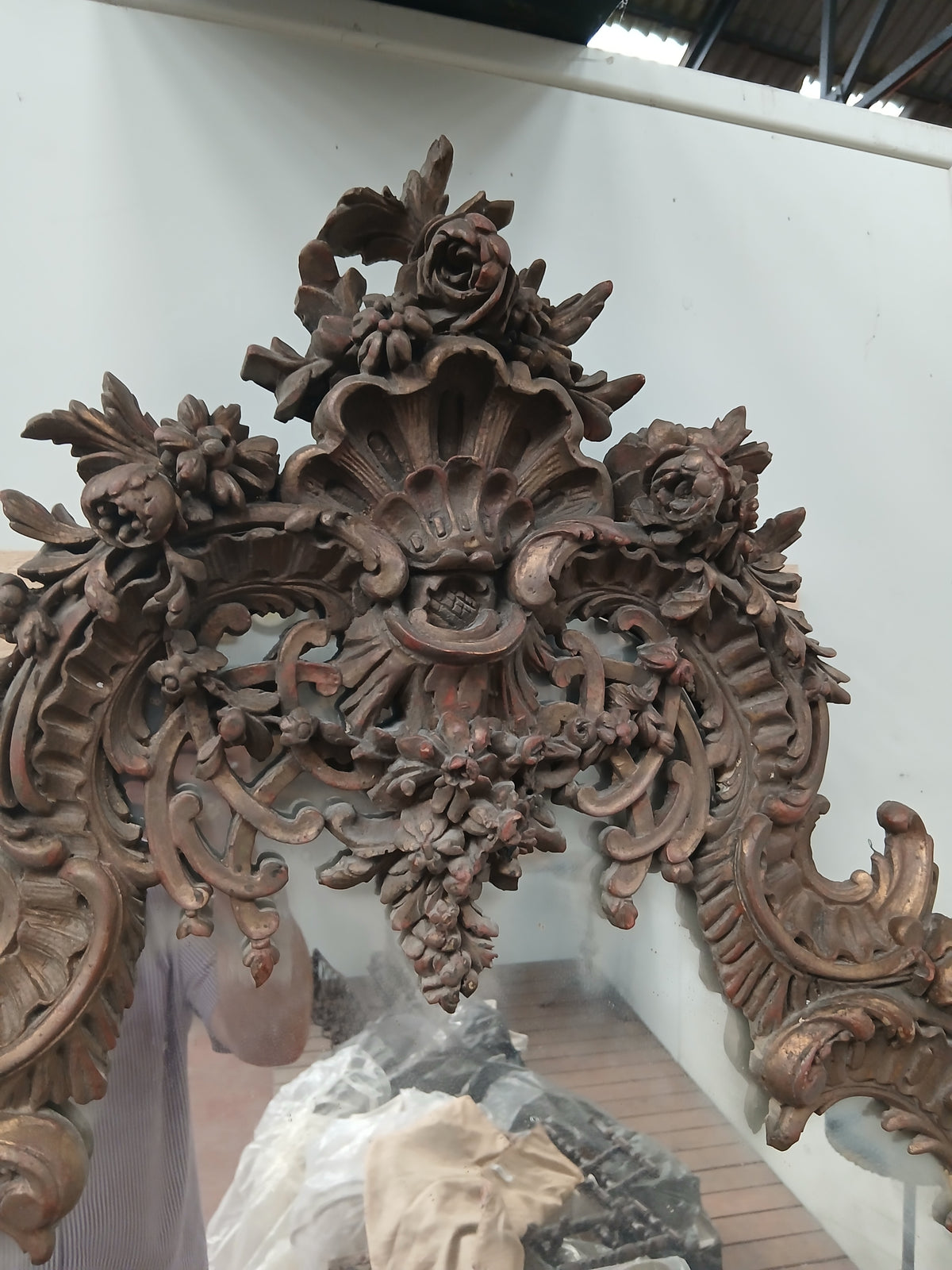 Giltwood rococo style carved mirror