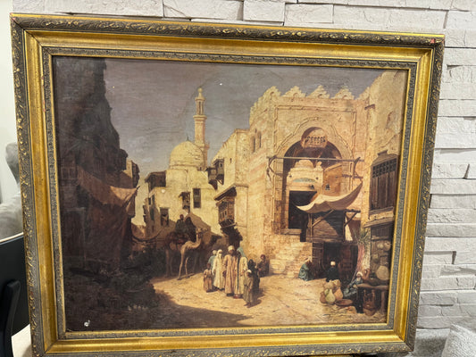 Gold gilt frame of old town