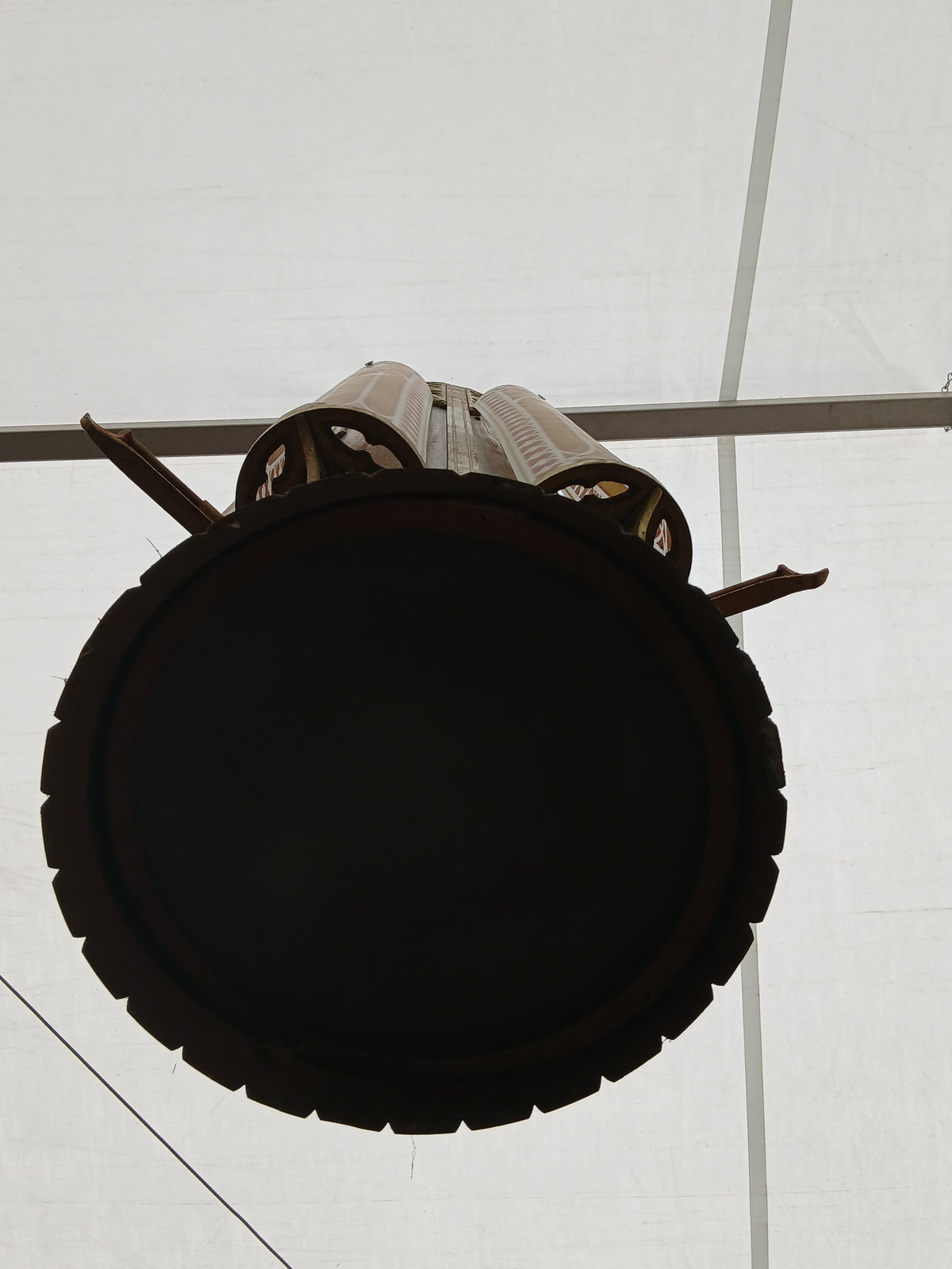 Gothic Revival Hanging Lantern with Bronze & Brass Fittings and Decorative Glass Panels