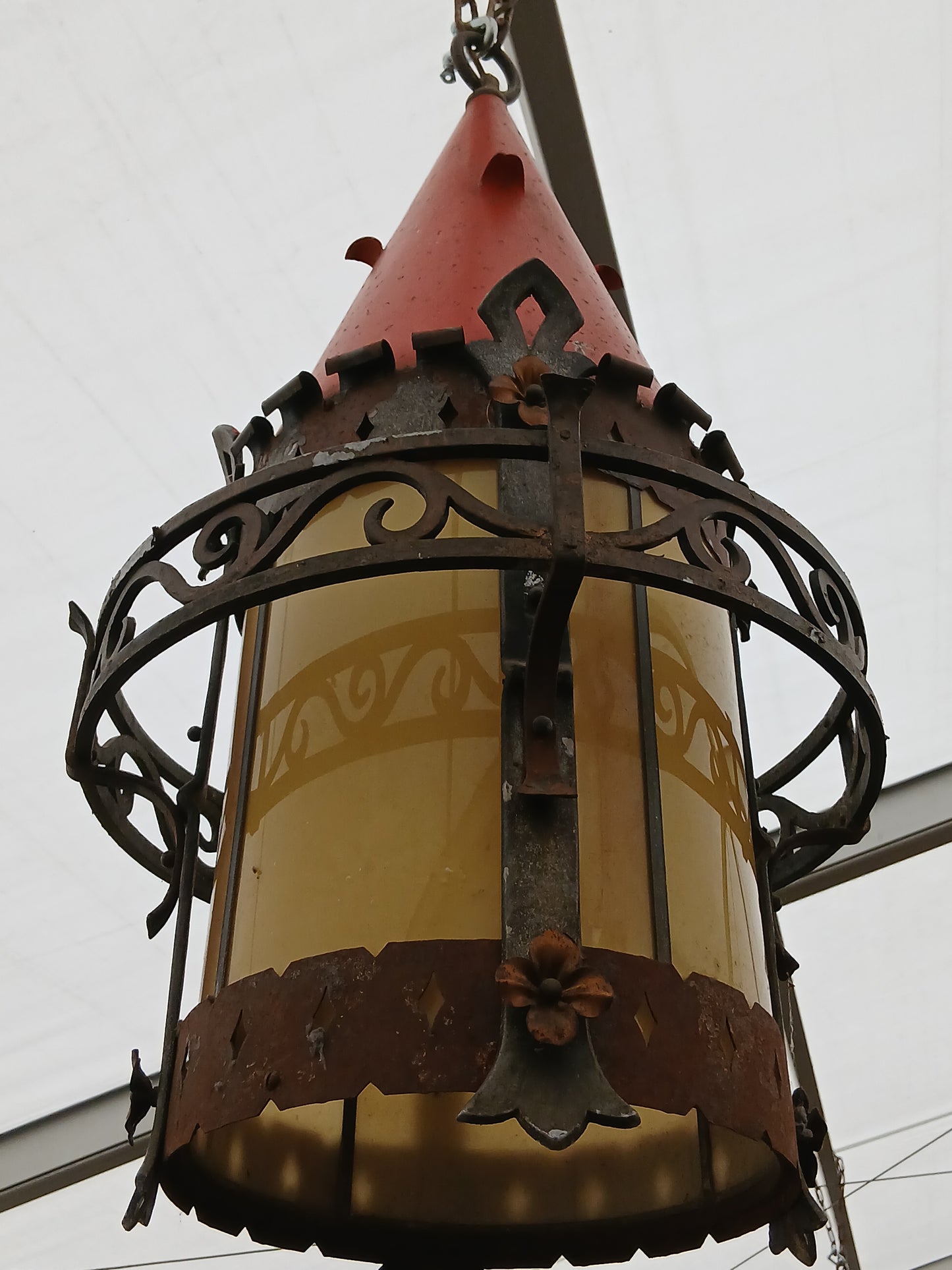 Gothic revival lantern opaque glass