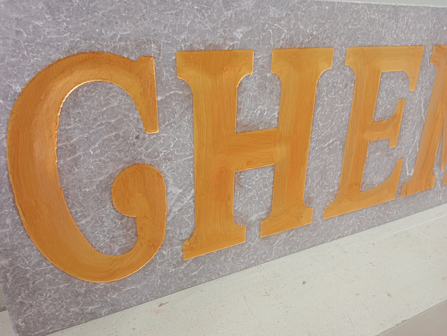Granite chemist advertising shop sign gold gilt