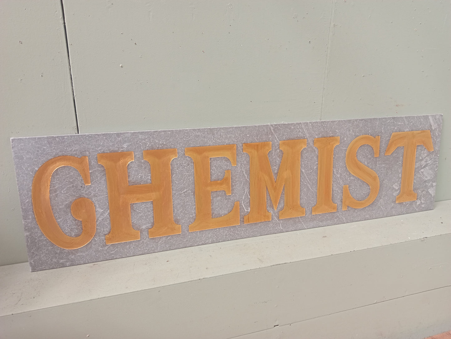 Granite chemist advertising shop sign gold gilt
