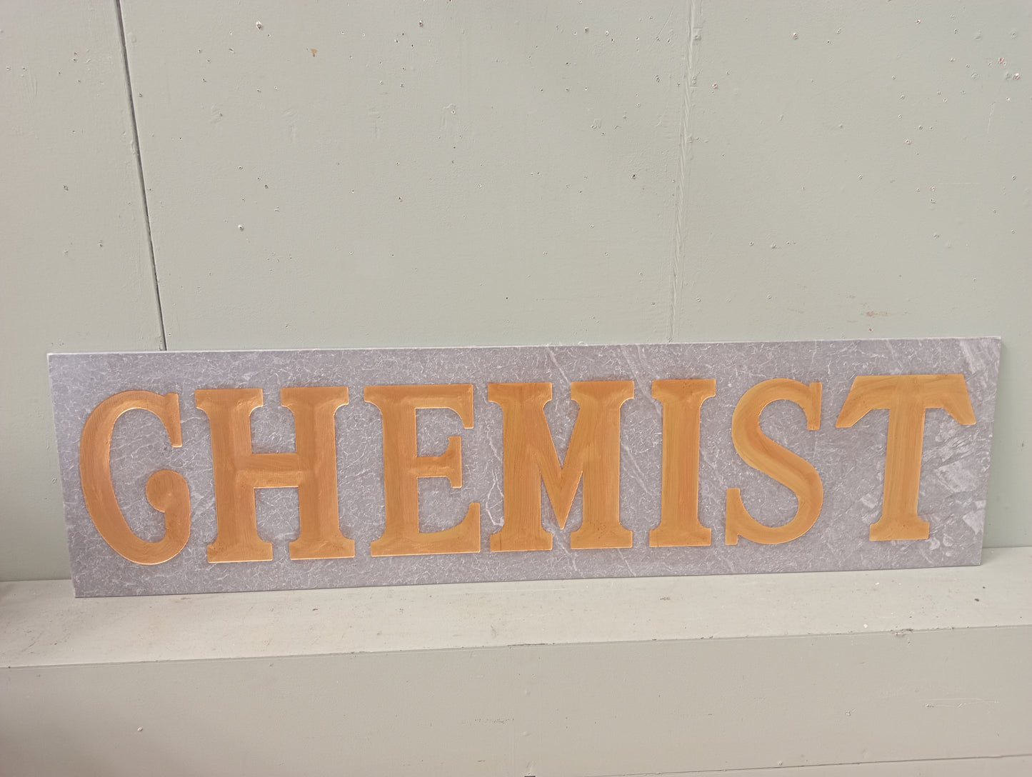 Granite chemist advertising shop sign gold gilt