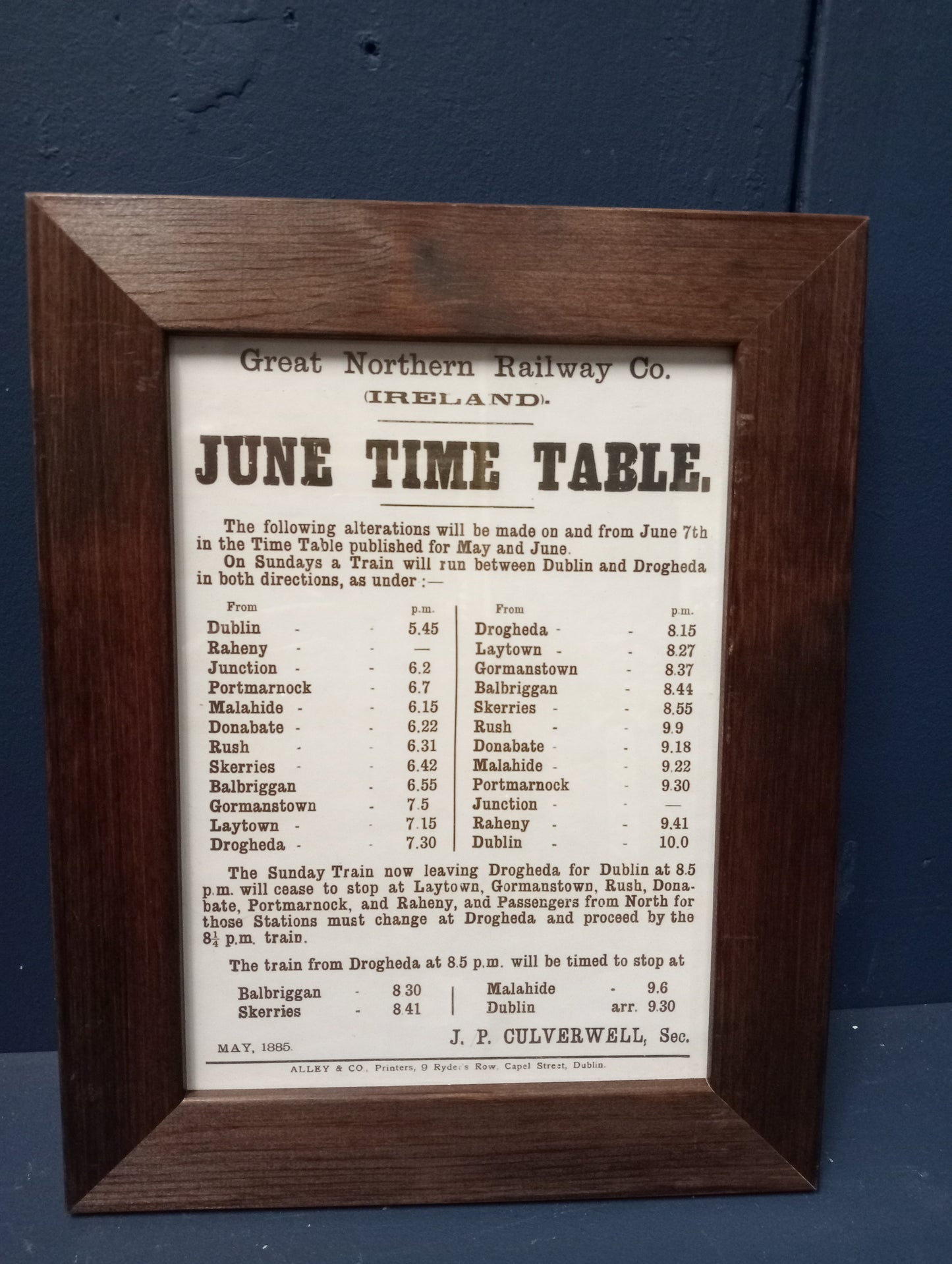 Great Northern railway time table