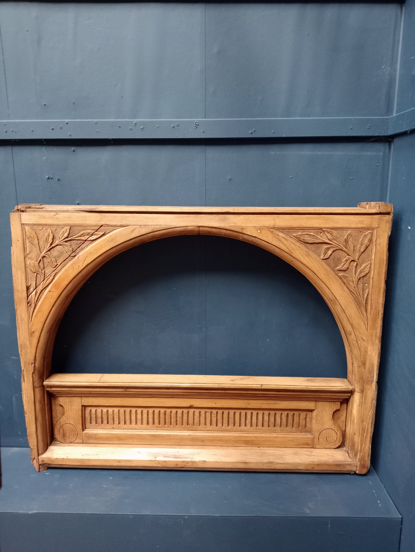 Handcarved wooden window surround