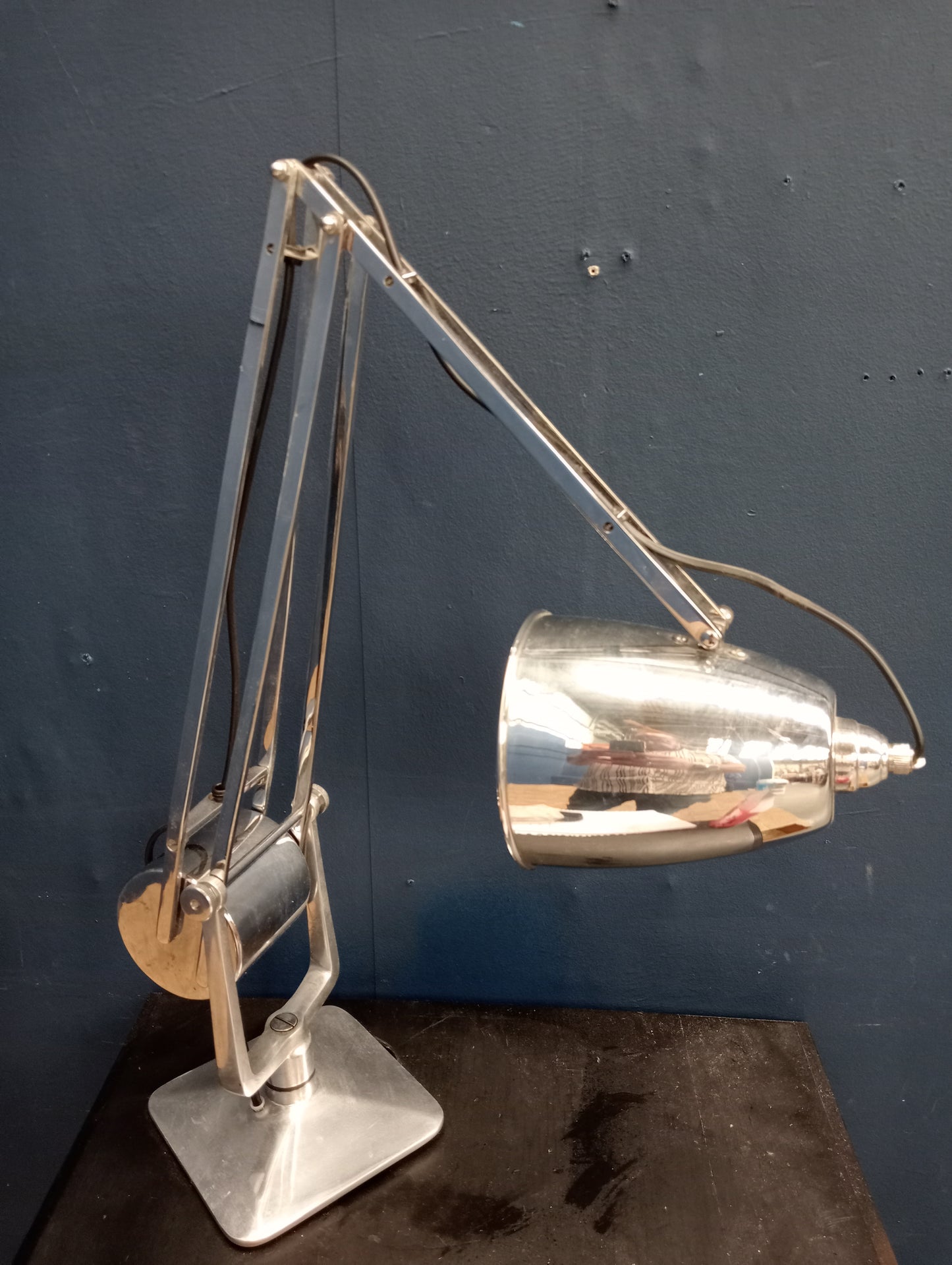 Heavy white metal angle pose lamp