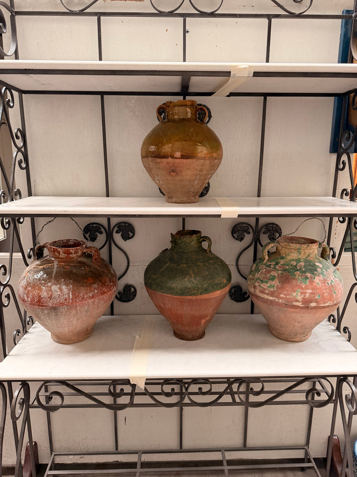 A vintage Glazed Ceramic Olive jar