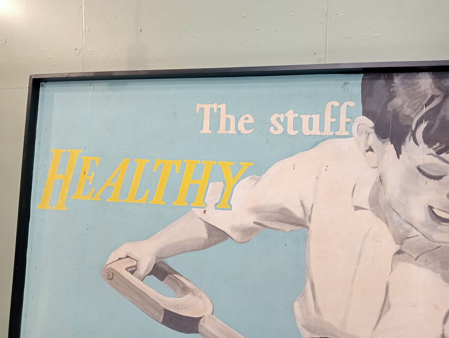 Large Vintage mid century advertising painting Stork Margarite- The stuff to give them healthy Vigour