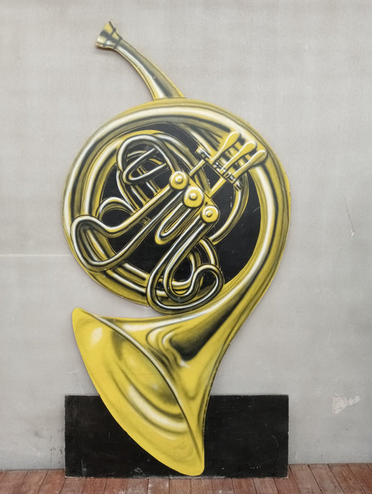 Large french horn wooden wall art