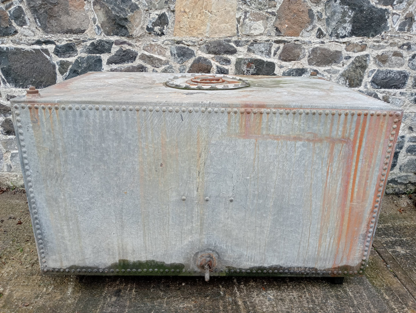 Large galvanised water tank