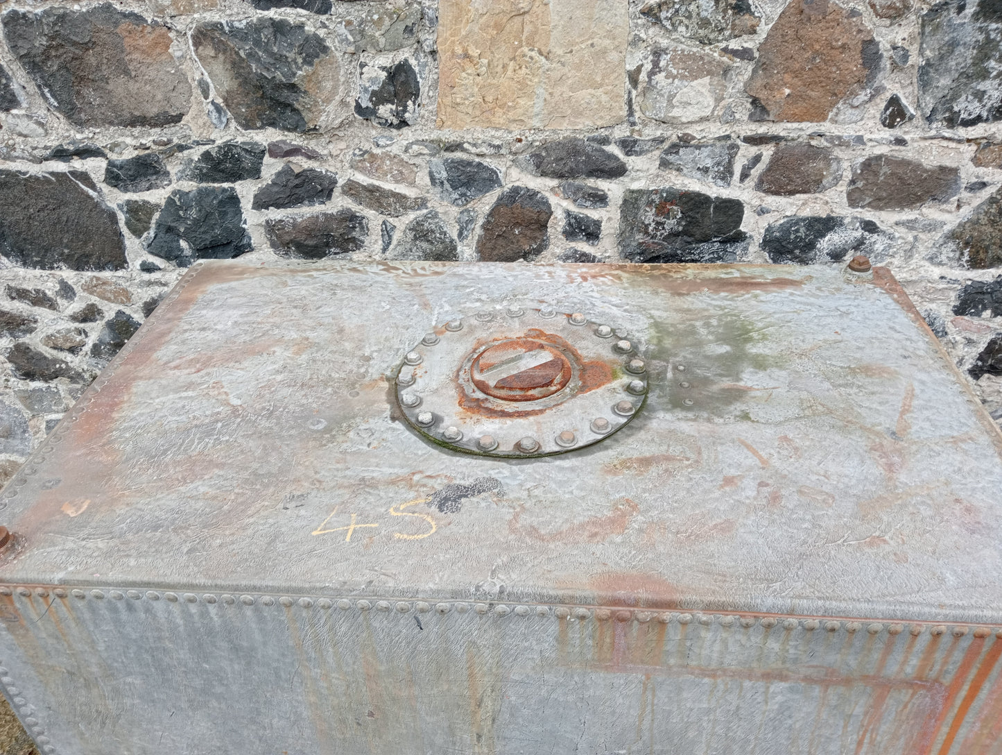 Large galvanised water tank