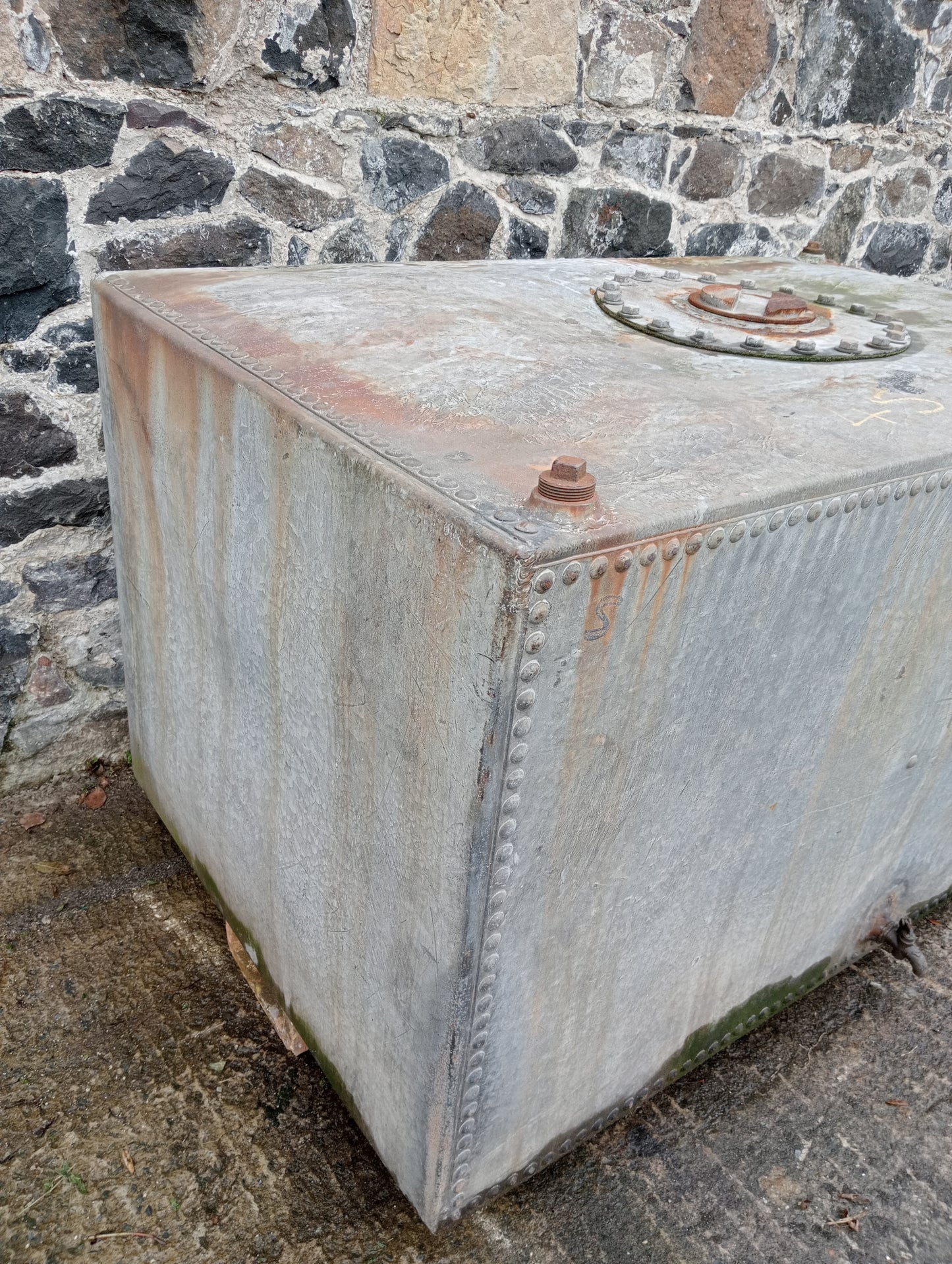 Large galvanised water tank