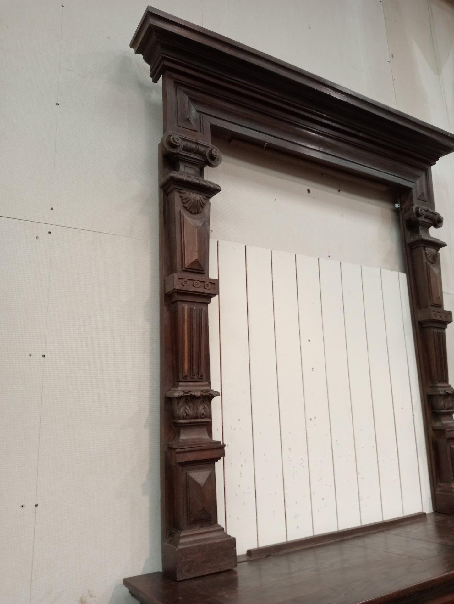 Large oak fire surround with overmantle