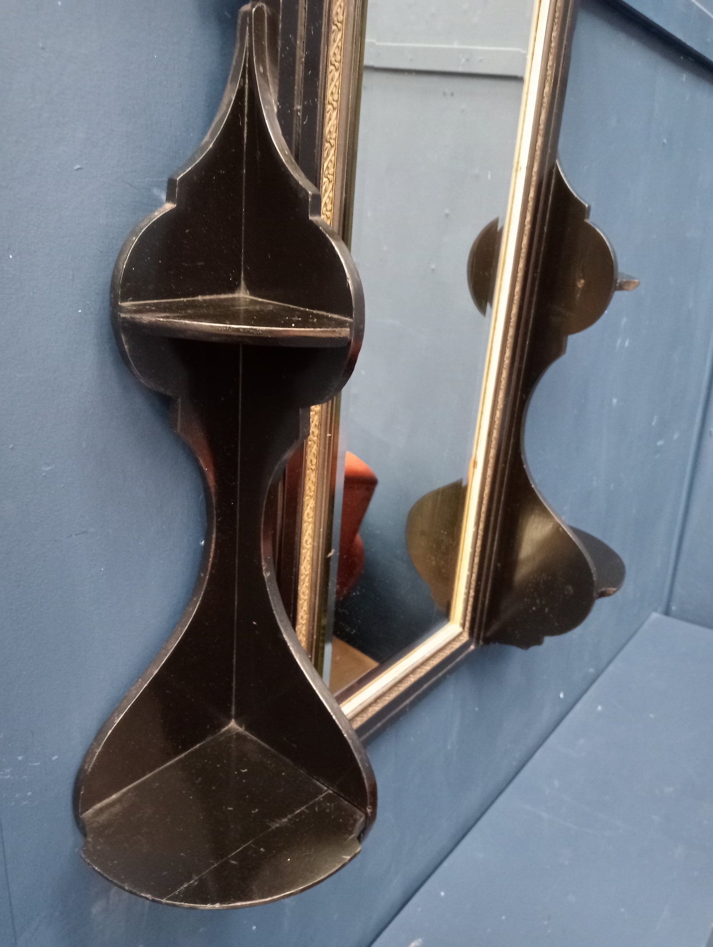 Victorian ebonised mirrored wall shelf