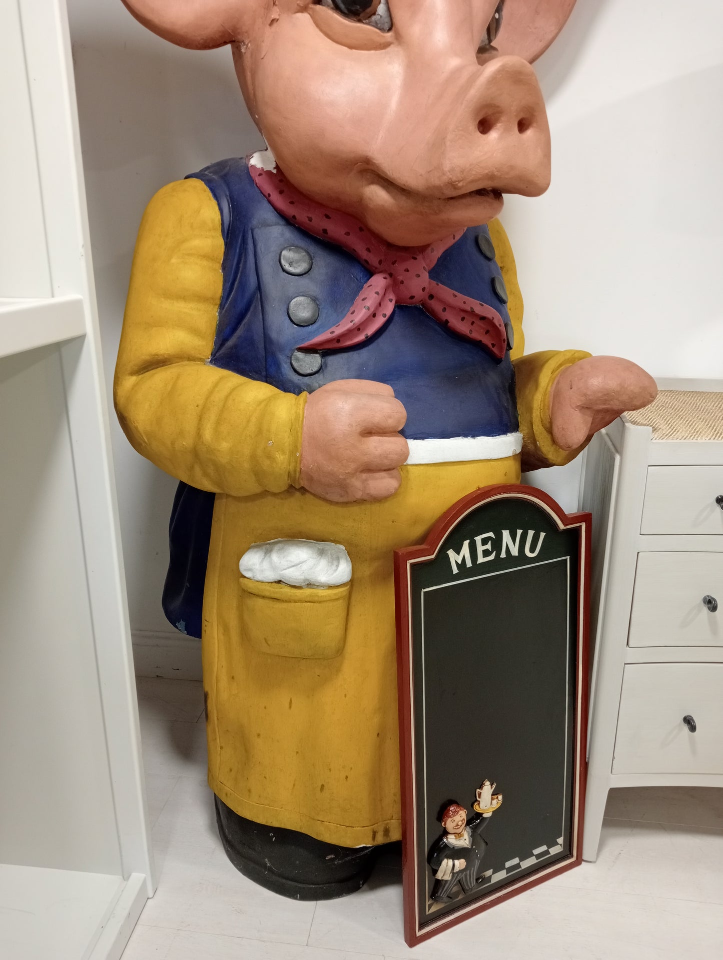 Life size resin pig menu with board