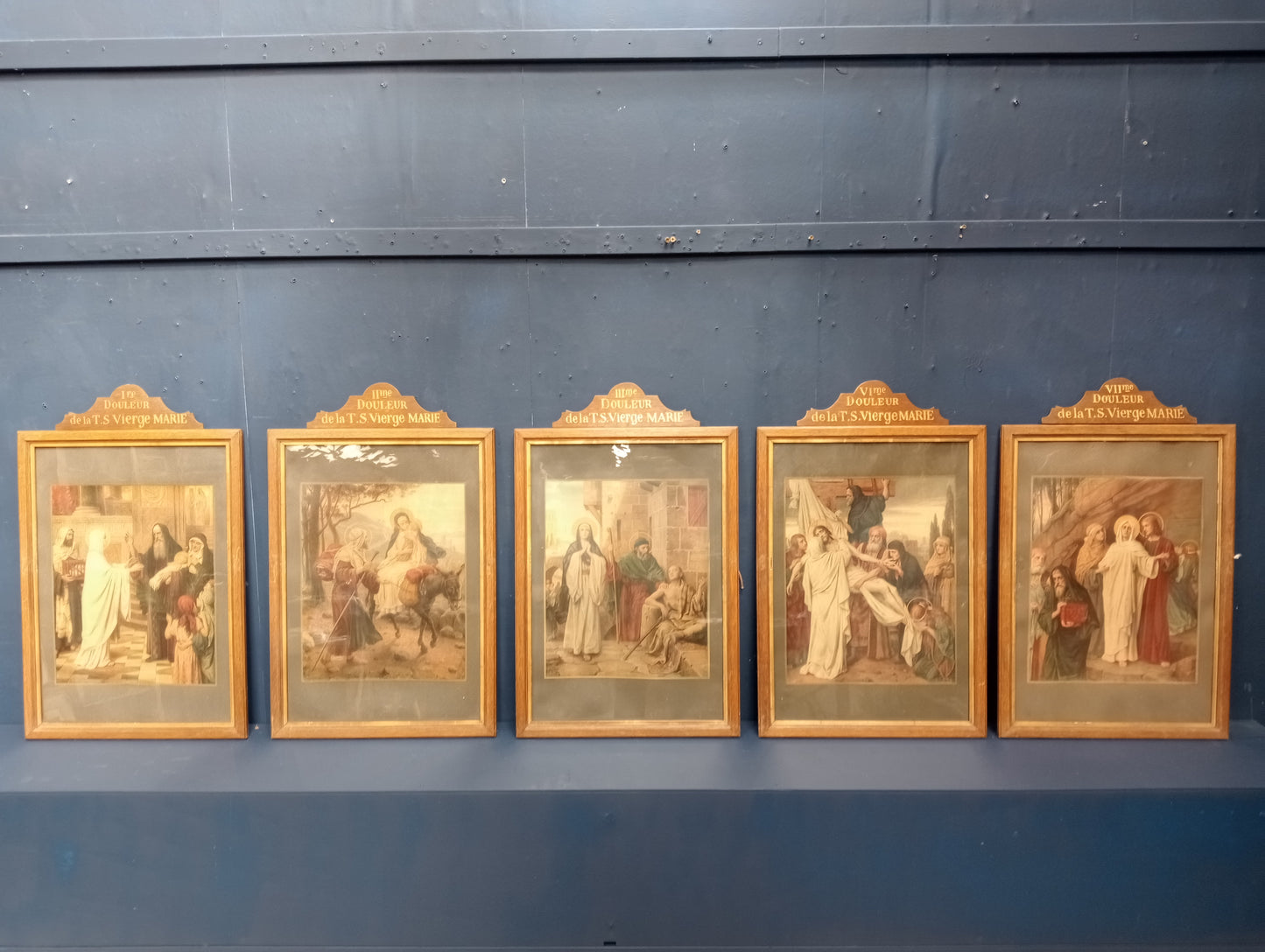 Lot of five french stations of the cross