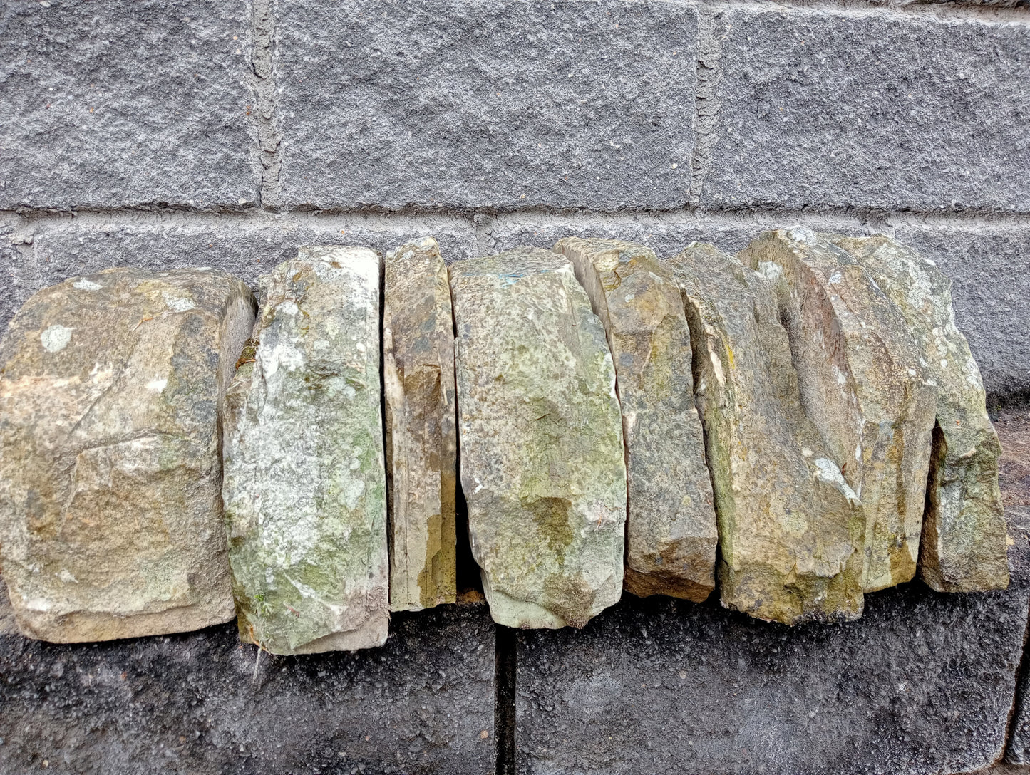 Lot of rustic Yorkshire stone wall tops-copings