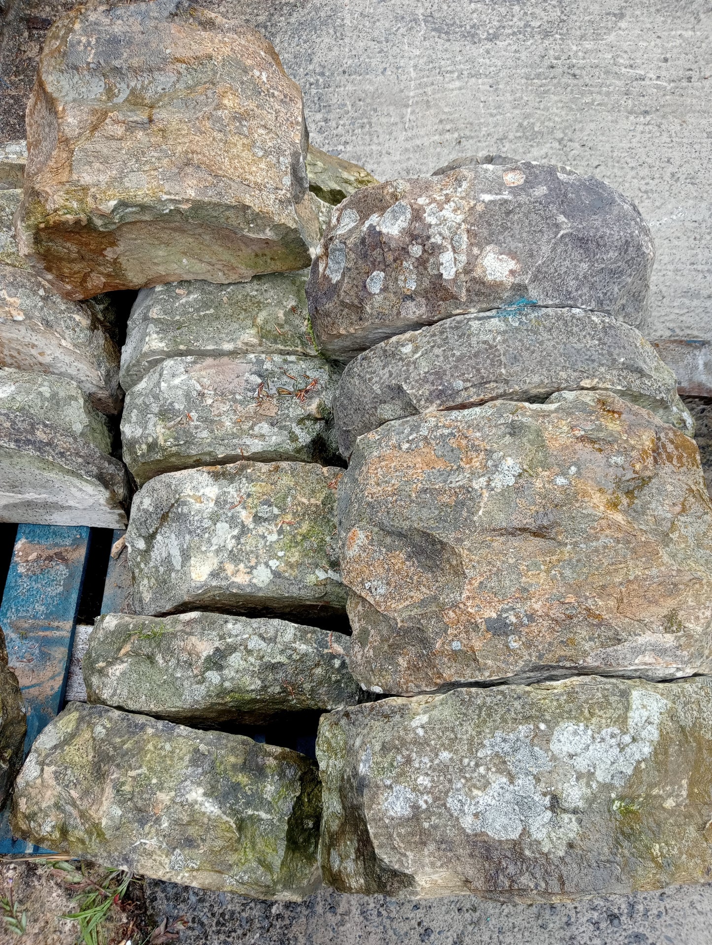 Lot of rustic Yorkshire stone wall tops-copings