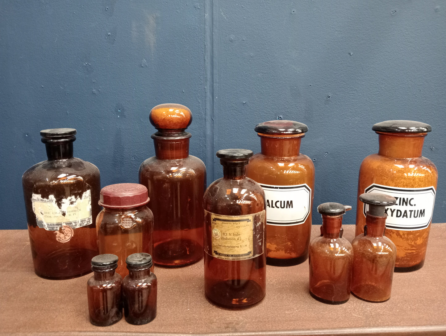 Lot of ten chemist - pharmacy bottles