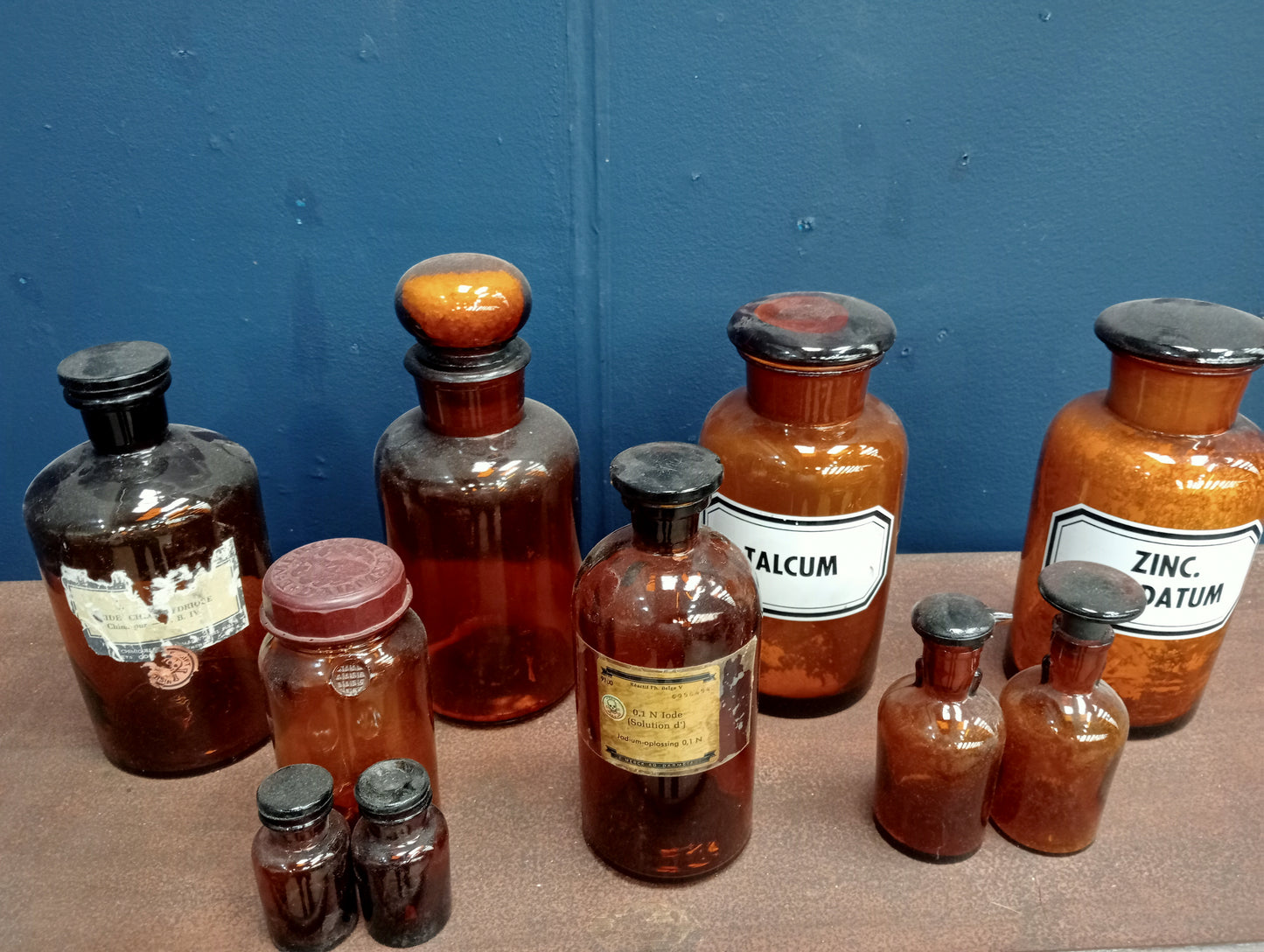 Lot of ten chemist - pharmacy bottles