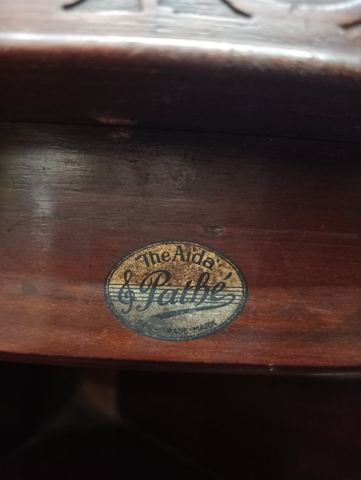 Mahogany gramophone cabinet on castors