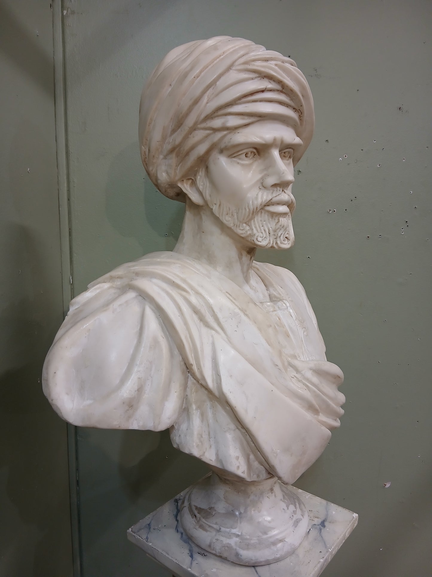 Marble bust ( Arab Sheik of Cairo) French artist Charles Henri Cordier