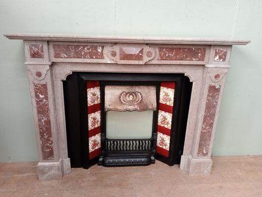 Marble fireplace with tiles cast iron insert