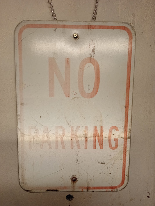 No parking enamel sign