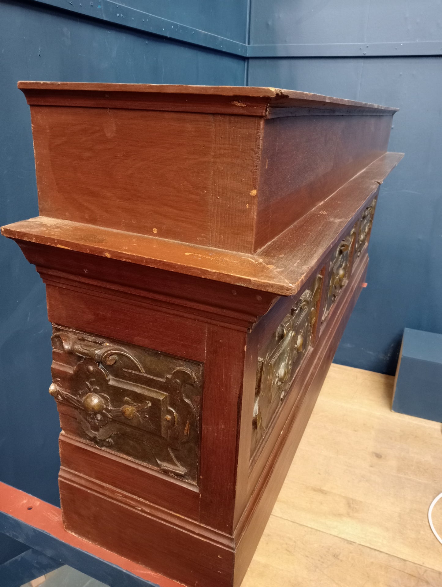 Oak Jacobean carved doorhead