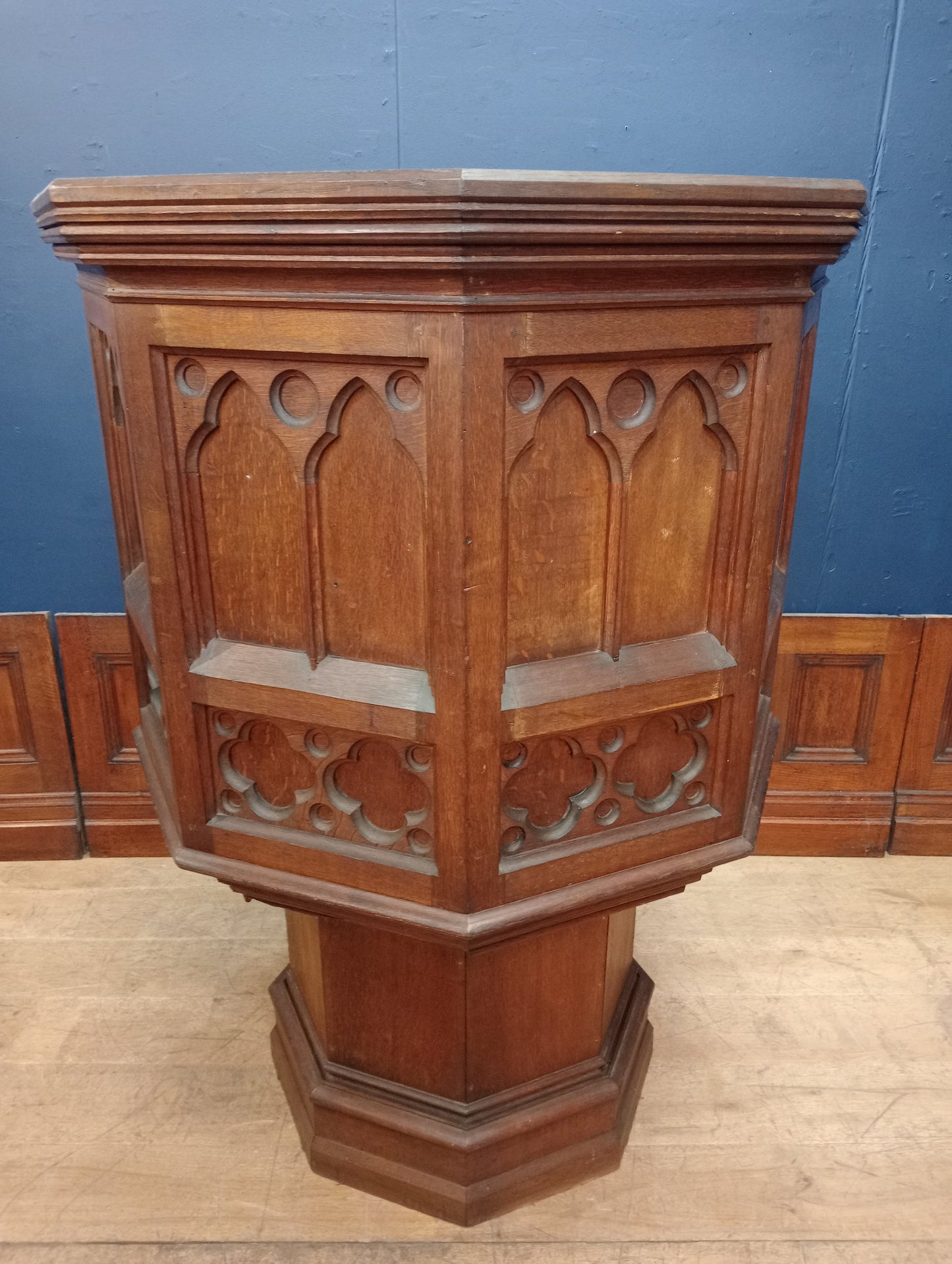 Oak gothic pulpit