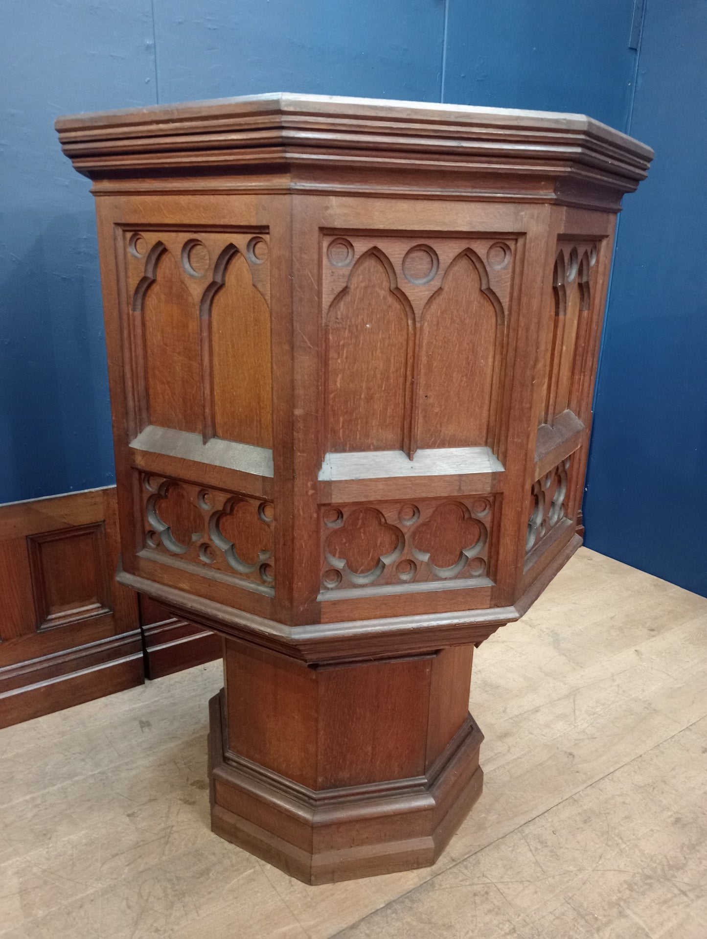 Oak gothic pulpit