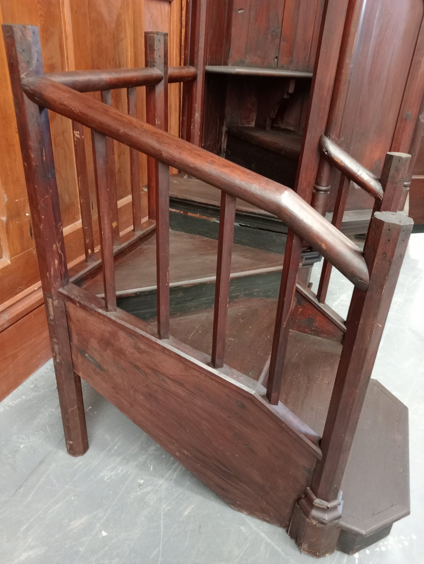 Oak gothic pulpit with step