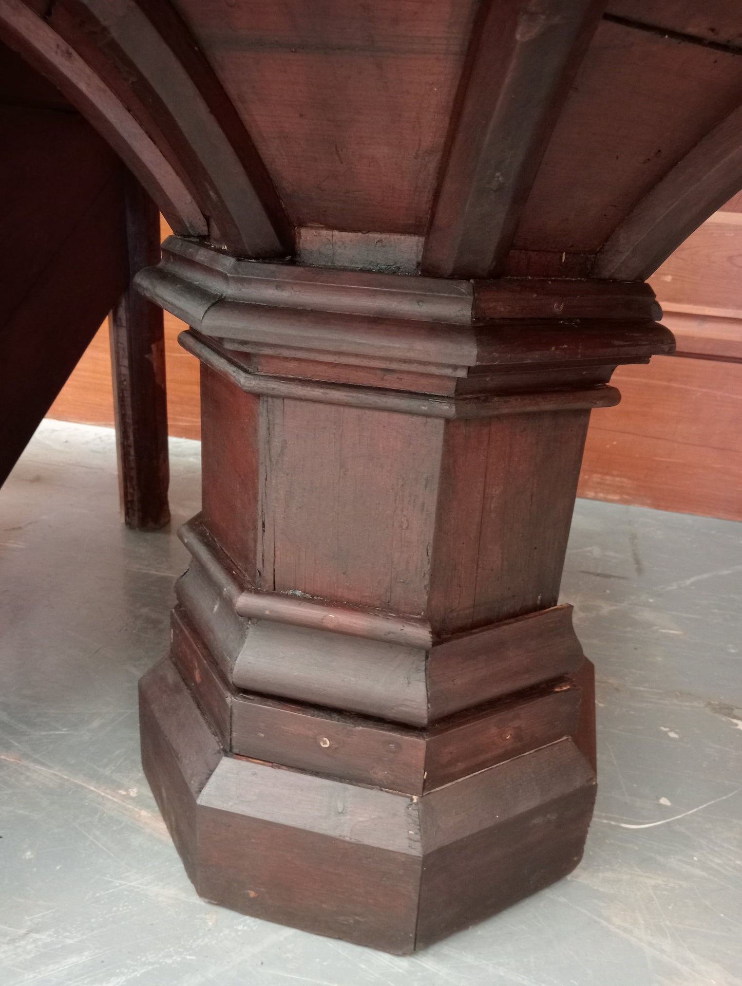 Oak gothic pulpit with step