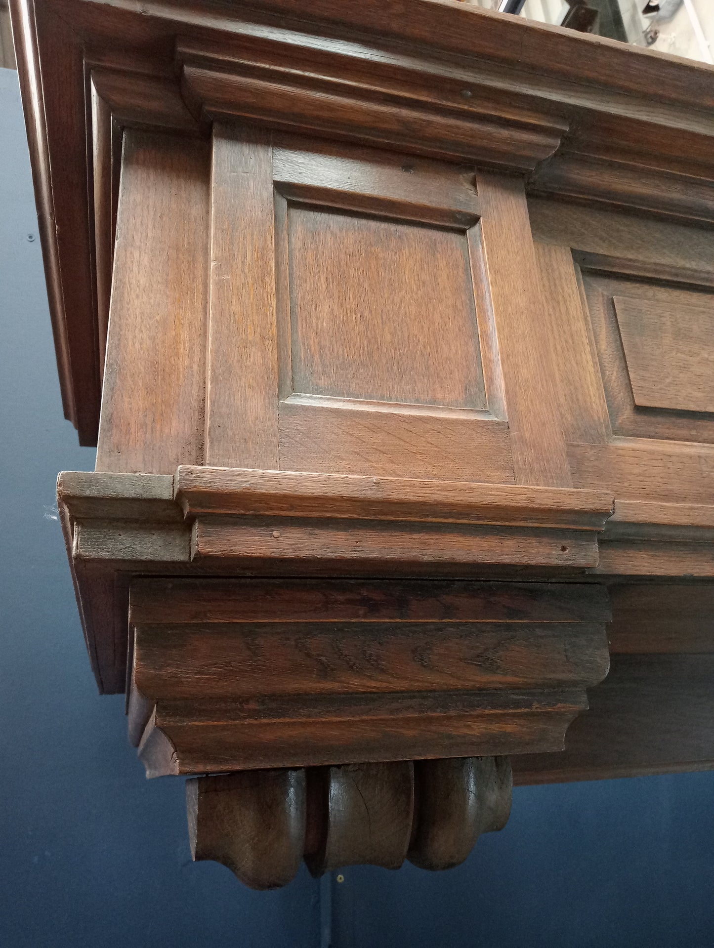 Oak overdoor- pelmet with corbels