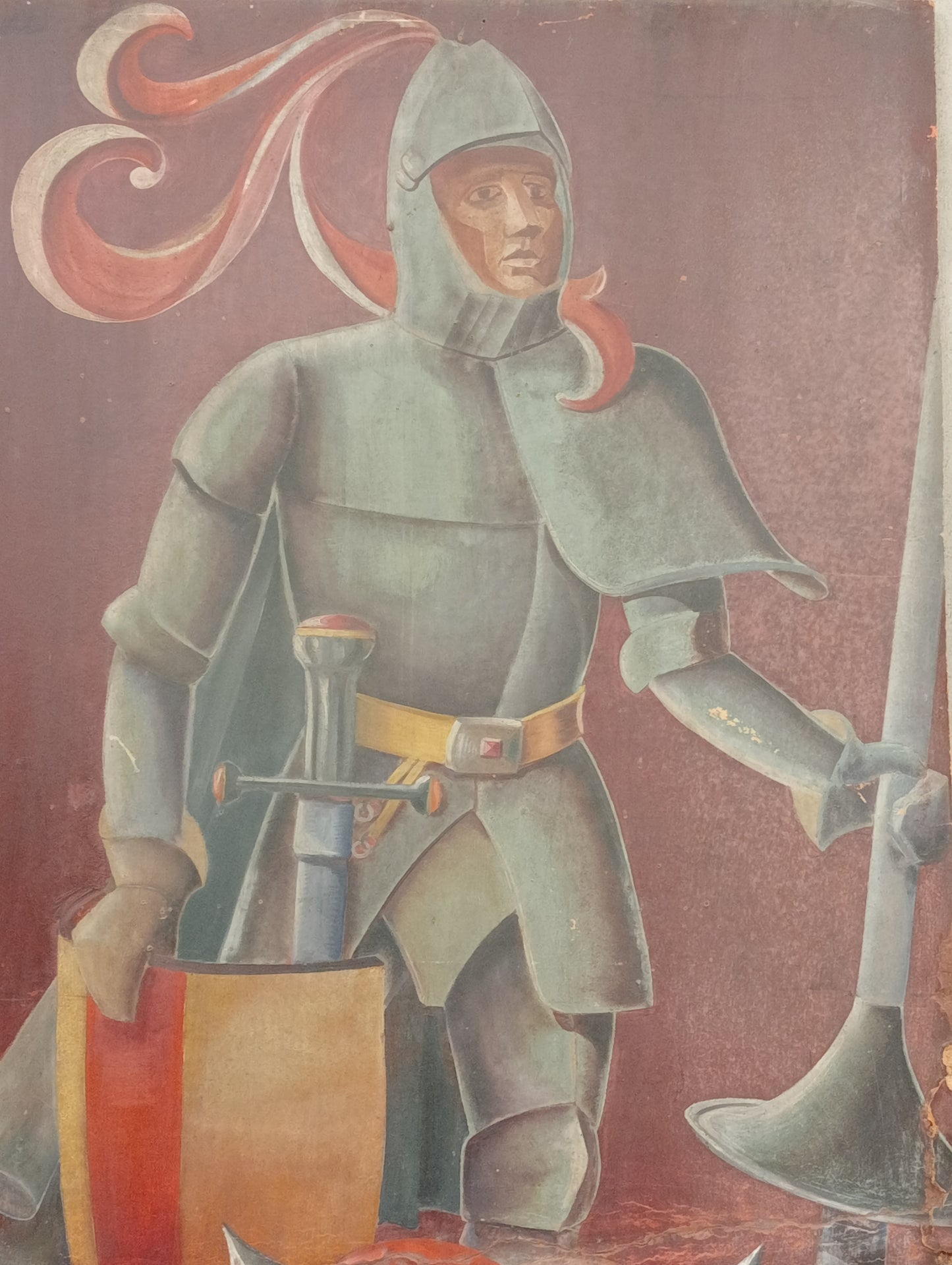 Oil on board painted knight