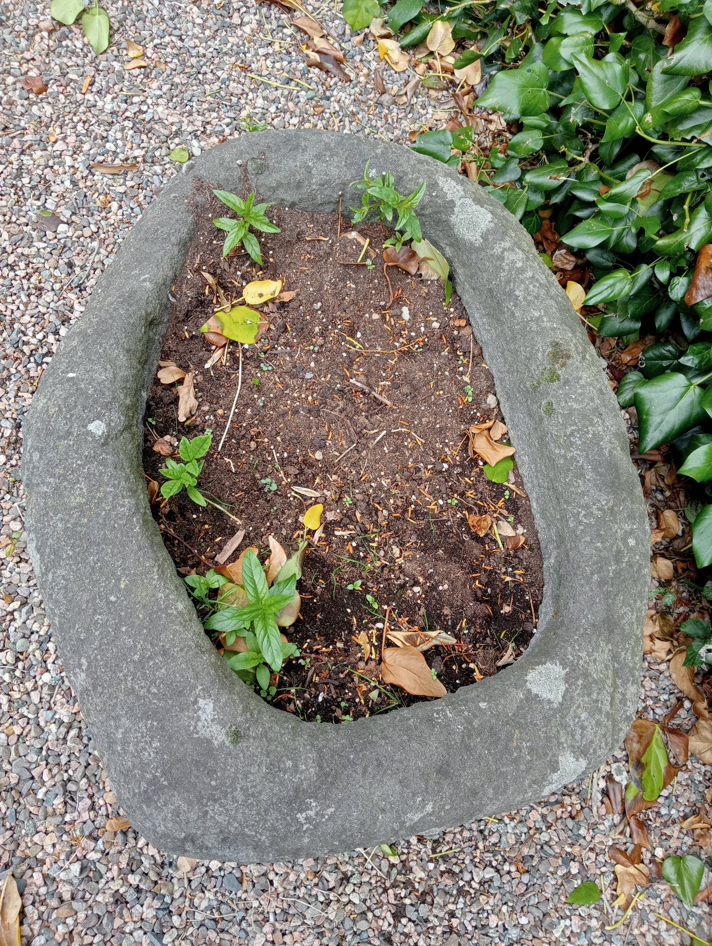 Oval shape stone trough