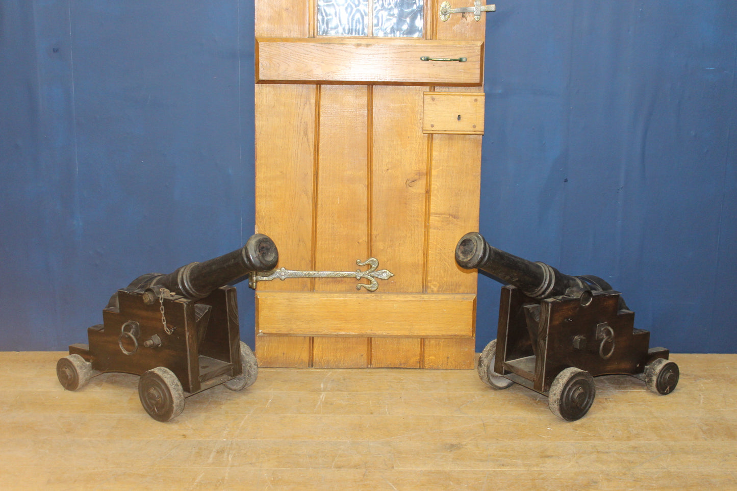 Pair of 19th C. Cast iron deck cannons