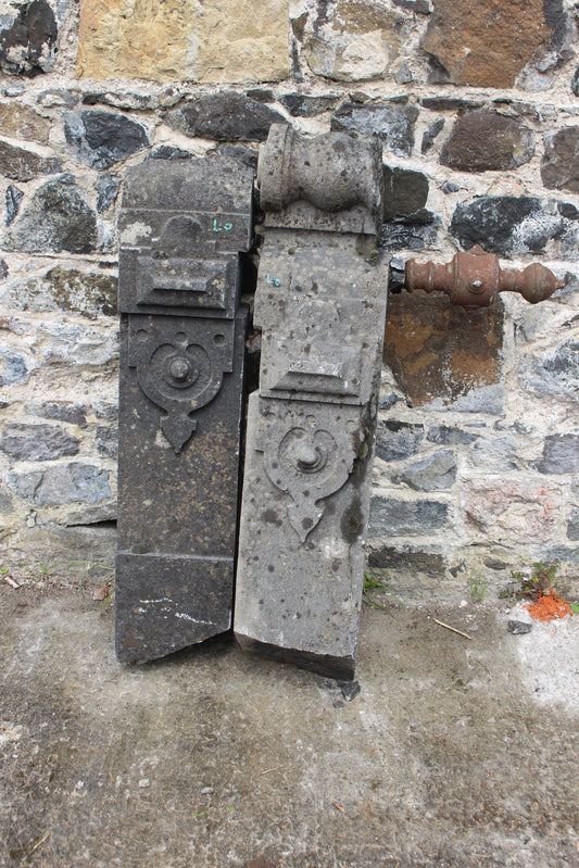 Pair of 19th C carved stone gate posts