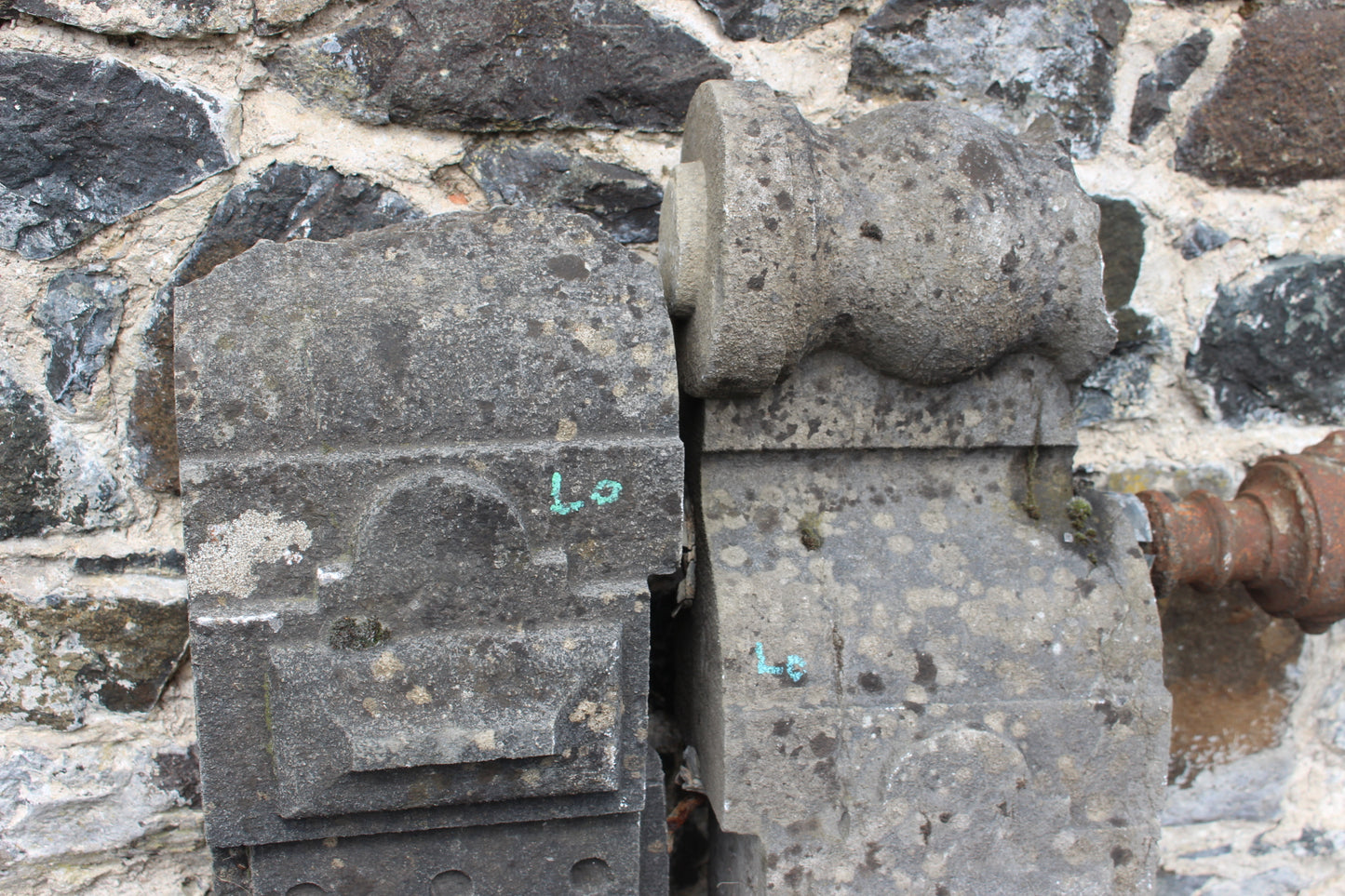 Pair of 19th C carved stone gate posts