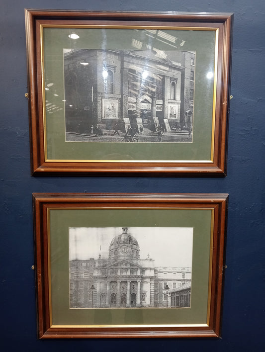 Pair of Black and white Dublin prints B