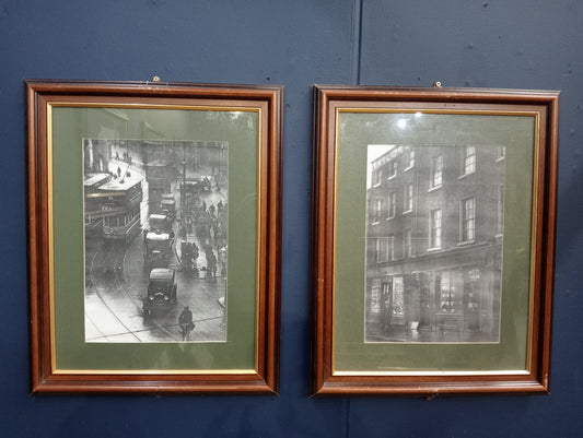 Pair of Black and white Dublin prints G