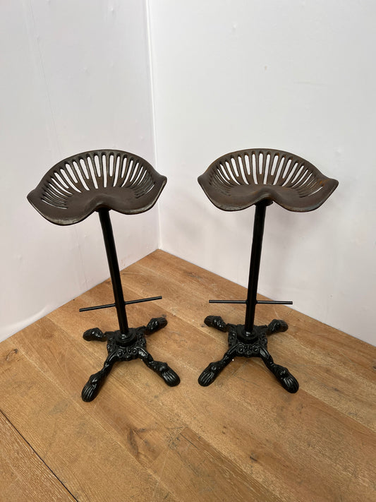 Pair of Cast Iron swivel Tractor  High Stool