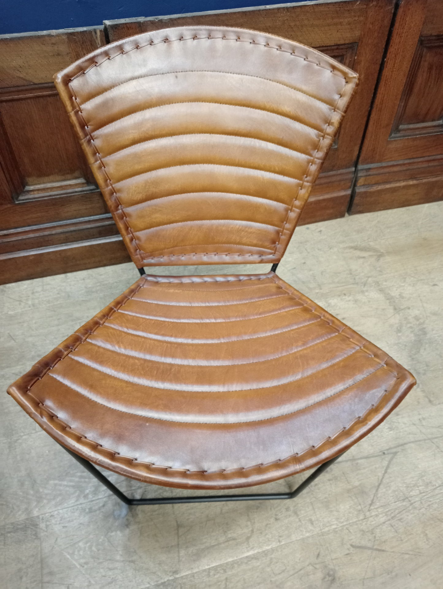 Pair of Industrial Style leather tub chair