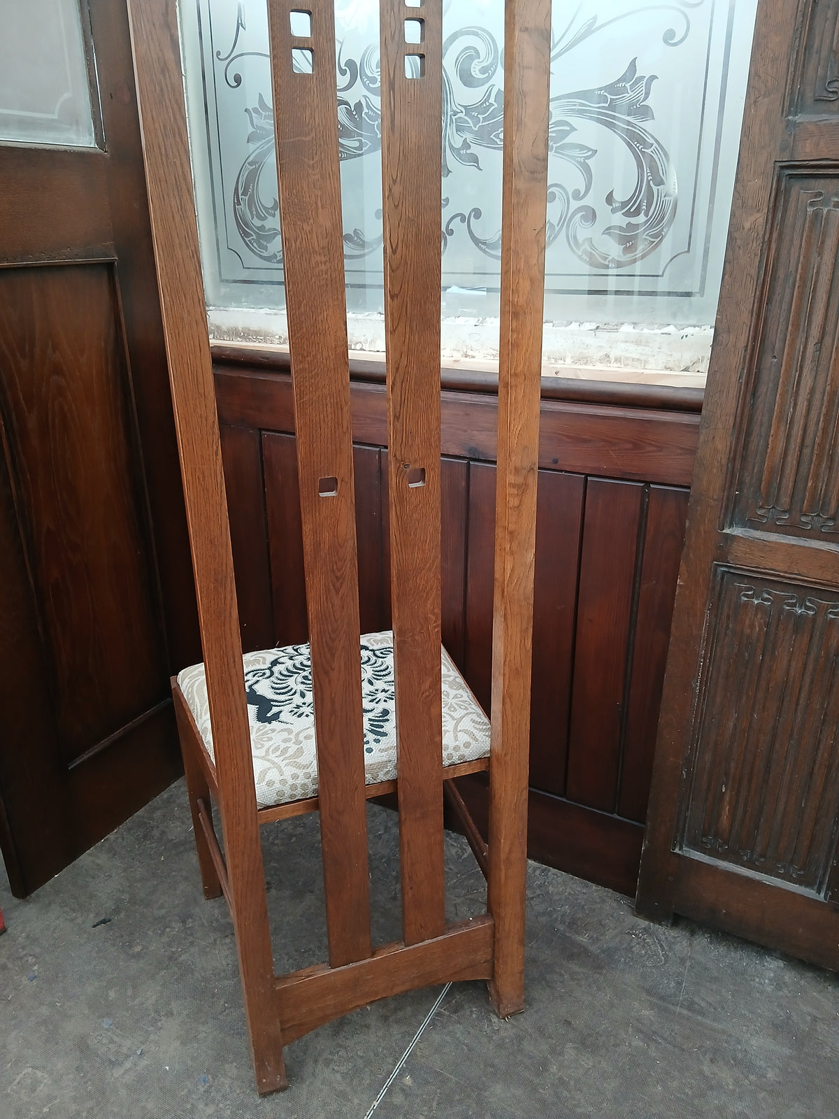 Pair of Mackintosh-Style High-Back Oak Chairs