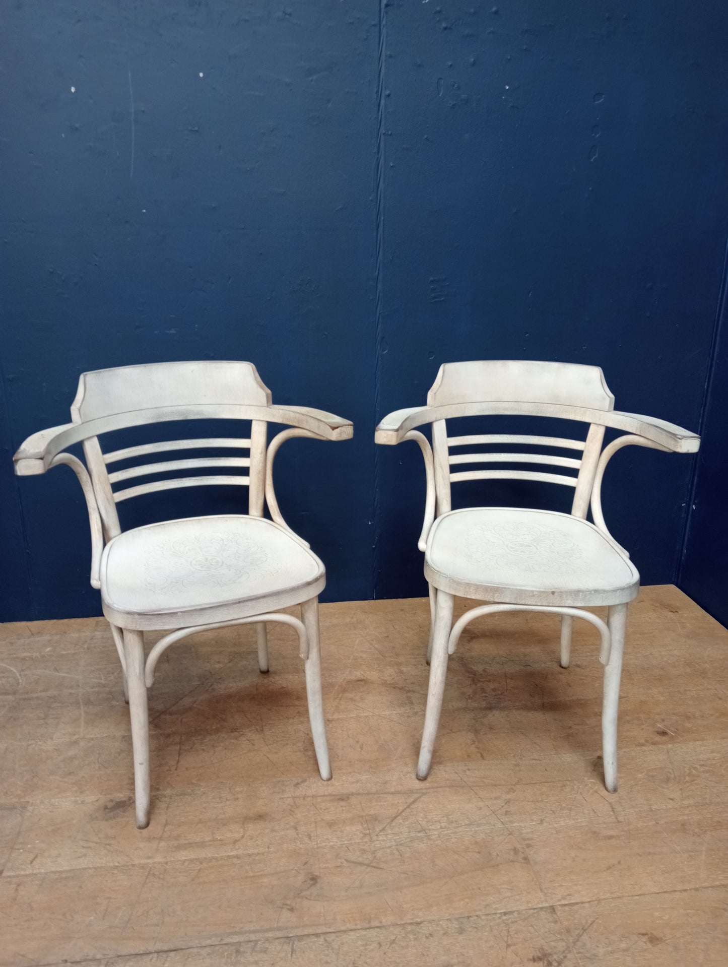 Pair of bentwood armchairs grey